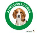 Panneau Attention au chien Beagle - Rigide Ø180mm - 4041575