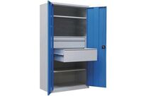 Armoire d&amp;#039;atelier métallique - 195x95x50 cm - 3 tiroirs - Acier robuste - Charge 35kg/tablette - Livrée montée