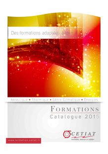 Catalogue Formation 2015: Aéraulique, Thermique, Génie Climatique, Energies