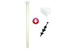 Poteau PVC grande hauteur Blanc sur pointe avec support panneau - 2000260