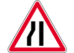 Panneau danger chaussée rétrécie à gauche A3b