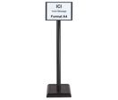 Poteau PVC grande hauteur Noir sur socle lester 3kg avec support d'information A4 - 2000604