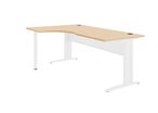 Bureau asymétrique 90° chêne/blanc 180*120/60 cm avec retour gauche