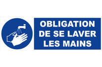 Panneau Obligation de se laver les mains - Rigide 450x150mm - 4030647