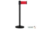 Poteau Alu Noir laqué à sangle Rouge 3m x 100mm sur socle portable - 2700436