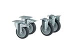 Tente - Lot de 4 roulettes D125mm - Fixe et pivotant avec frein - Charge 250kg - Caoutchouc plein élastique