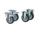Tente - Lot de 4 roulettes D125mm - Fixe et pivotant avec frein - Charge 250kg - Caoutchouc plein élastique