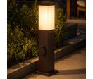 Borne de Jardin 80cm Carré Marron pour Ampoule E27