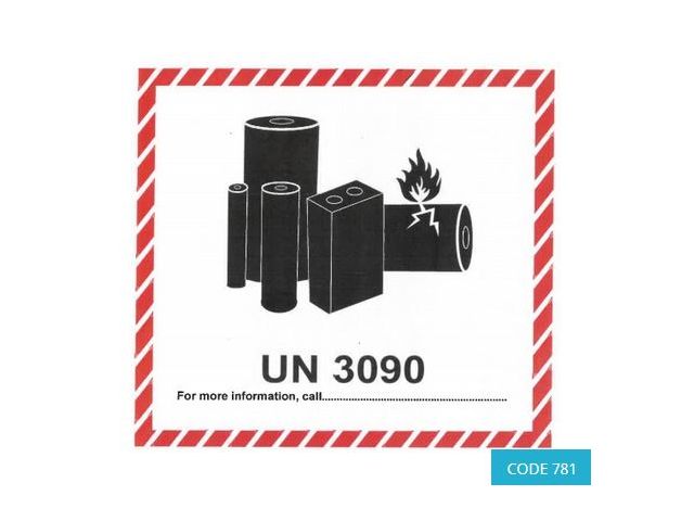 Etiquette batterie lithium – UN 3090 (120 x 110mm) - CODE 781