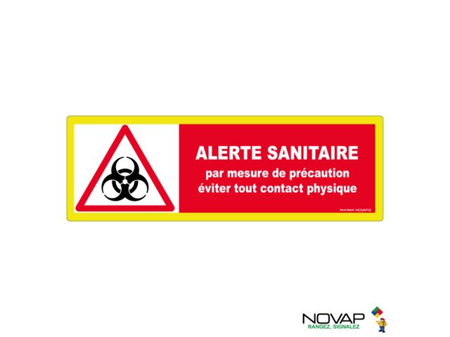 Panneau Alerte sanitaire - Mesure de précaution - haute visibilité - 450x150mm - 4090764
