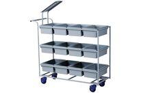 Matador - Chariot pour bacs - 12 bacs gris - 3 plateaux - Acier laqué - 150 kg