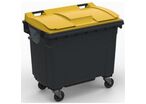 Sulo - Poubelle de tri extérieur 660L - Couvercle Jaune - 4 Roues - Polyéthylène Recyclé - Prise Latérale