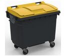 Sulo - Poubelle de tri extérieur 660L - Couvercle Jaune - 4 Roues - Polyéthylène Recyclé - Prise Latérale