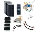 Kit 24 Volts hybride complet solaire et éolien 4 000 à 8 500 Wh - très haute puissance
