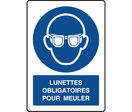 Panneau vertical lunettes obligatoires pour meuler