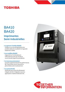 Brochure imprimante codes-barres semi-industrielle - Toshiba BA400