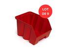 Lot de 9 Bacs DUETTO 42 litres plastique rouge