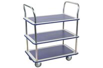 Manutan Expert - Chariot 3 plateaux métal 200kg - Roulettes caoutchouc 125mm - 10 ans garantie