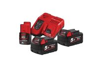 Milwaukee - Pack 2 Batteries M18 18V 5Ah - Puissance et Autonomie pour Outils