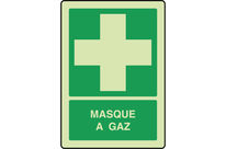 Panneau secours masque photoluminescent vertical