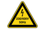 Panneau de danger risque électrique 230/400V 50Hz