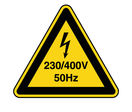 Panneau de danger risque électrique 230/400V 50Hz