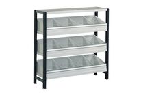 Comptoir rayonnage peint avec casiers P.500 mm