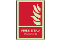 Panneau photoluminescent avec symbole prise d'eau incendie