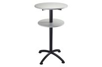 Gueridon Haut Gris 2 Plateaux Pietement Noir Diam Sup 60