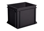 UTZ - Bac norme Europe 30L Noir - Polypropylène Recyclé 100% - Gerbable 300kg - Stockage Robuste