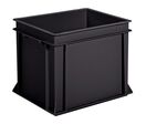 UTZ - Bac norme Europe 30L Noir - Polypropylène Recyclé 100% - Gerbable 300kg - Stockage Robuste