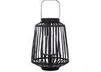 Lanterne Déco en Rotin et Verre pour Bougie 12cm - Noir