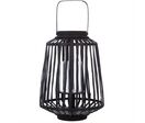 Lanterne Déco en Rotin et Verre pour Bougie 12cm - Noir
