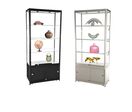 Vitrine Expo LED H.200xL.90xP.45cm Alu + Réserve gris alu