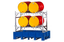 Palette de rétention pour 4 barils horizontaux