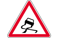 Panneau danger chaussée glissante A4