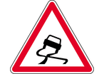 Panneau danger chaussée glissante A4
