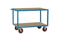 Fimm - Servante 2 plateaux bois bleu - 500 kg - Éco-responsable - 1300x800mm