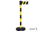 Poteau PVC Jaune/Noir à sangle Jaune/Noir hachuré 3m x 100mm sur socle 9kg à lester - 2800242