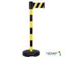 Poteau PVC Jaune/Noir à sangle Jaune/Noir hachuré 3m x 100mm sur socle 9kg à lester - 2800242