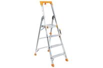 Manutan Expert - Escabeau Professionnel Aluminium 4 Marches - Charge Max 150kg - Hauteur d&amp;#039;Accès 2.9m - Norme EN 131