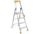 Manutan Expert - Escabeau Professionnel Aluminium 4 Marches - Charge Max 150kg - Hauteur d'Accès 2.9m - Norme EN 131