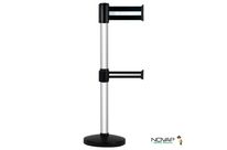 Poteau Alu anodisé à double sangle Noir/Argent 3m x 100 &amp; 50mm sur socle portable - 2900065