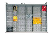 Agencement pour tiroir H.75 mm d&amp;amp;#039;armoire métallique L en casiers amovibles L.90 + L.140 + L.190 mm