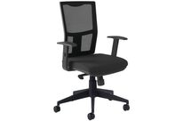 Manutan Expert - Fauteuil de bureau Ritz - Noir - Accoudoirs et lombaire réglables - Tissu et résille - 10 ans garantie