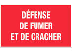 Panneau Défense de fumer et cracher - Rigide 330x200mm - 4160283