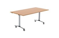 Table de réunion pliante - Rectangulaire Hêtre/Alu 160x80cm - Hauteur 72cm - 3 ans garantie