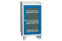 Armoire Sur Socle-portes Transpar. Gris/ Bleu 2 Tablette