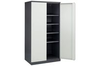 Sofame - Armoire Haute à Portes Battantes - 4 Tablettes - Acier Gris - 1000x665x1950mm - Charge 480kg - Livrée Montée