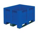 Schoeller Allibert - Caisse-palette plastique 1200x1000x760 mm Bleu - 600L, 500kg Charge Max, Usage Alimentaire, 3 Semelles